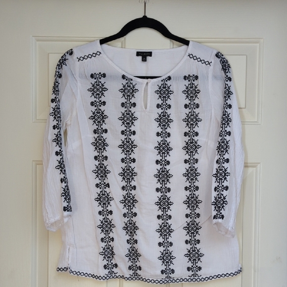 Talbots Tops - Talbots Black and White Embroidered Women's Top